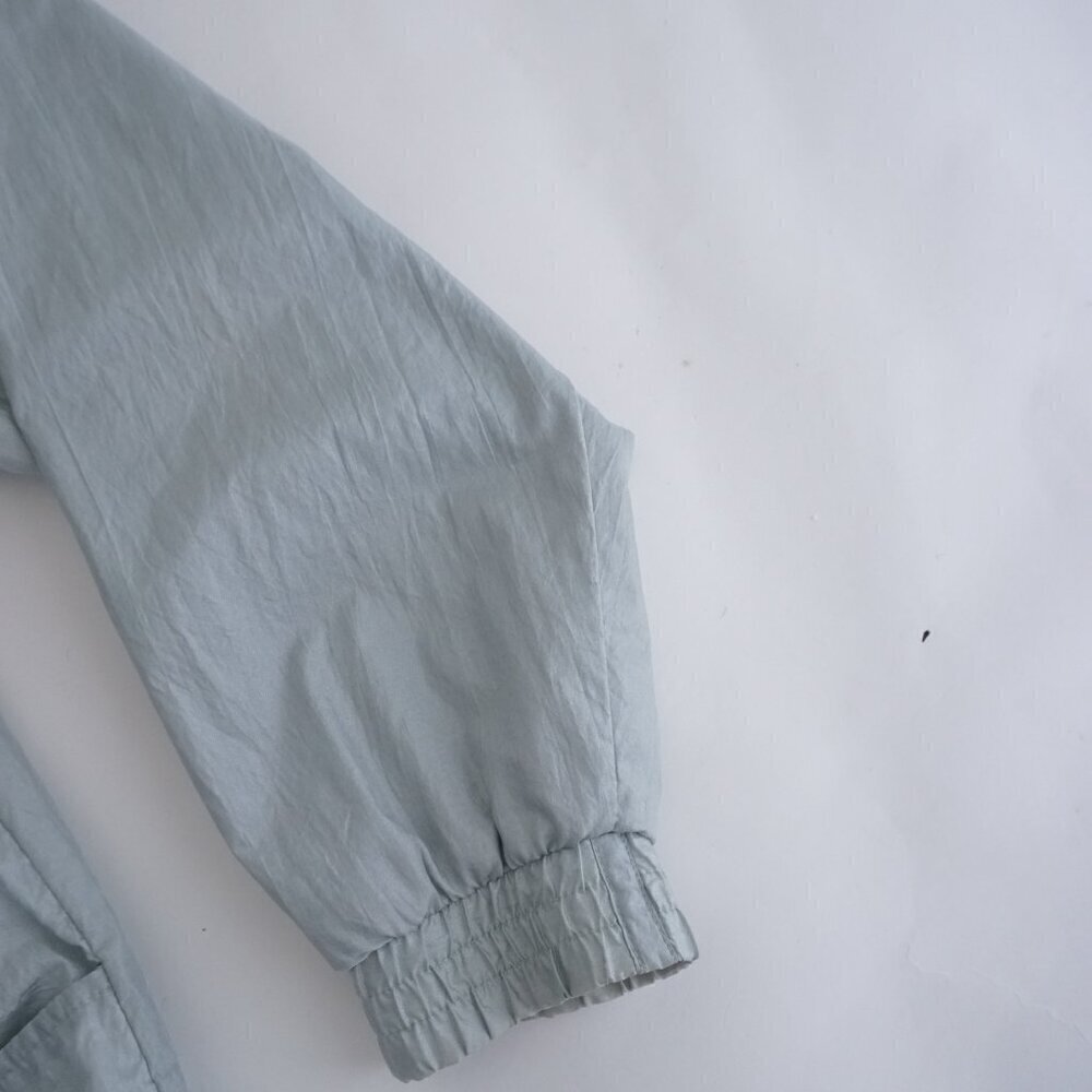 Vintage Haland! Silver-y Blue Nylon Cotton Lined Windbreaker Button Jacket L - Picture 5 of 11